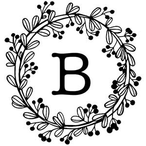 Monogram wreath stamp, Personalized wedding stamp, Custom rubber